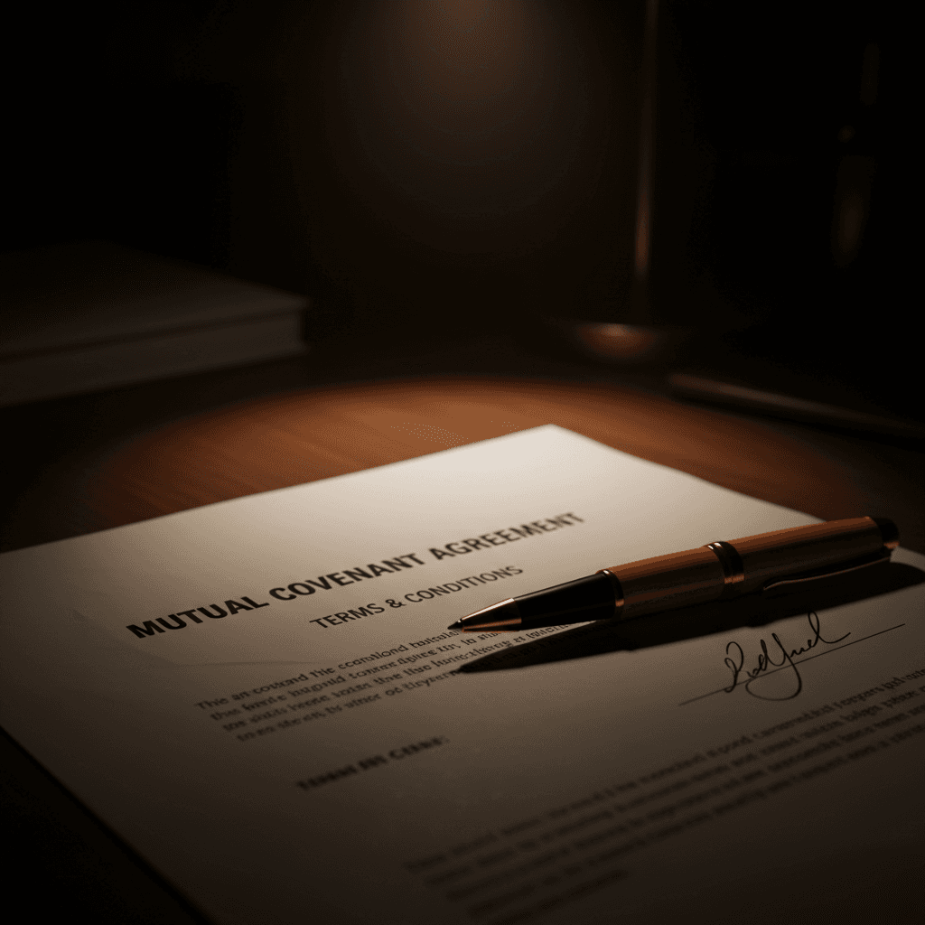 Signed contract document representing terms of service